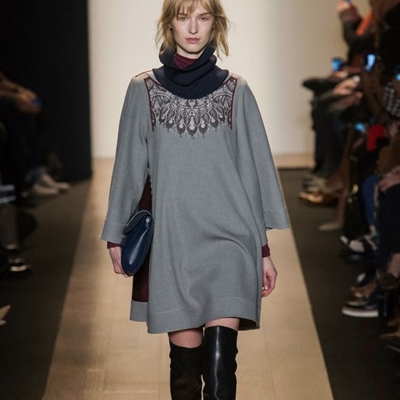 BCBGMAXAZRIA Runway Milenna Dress Grey/Wine Color Size XS $598 - Picture 2 of 13